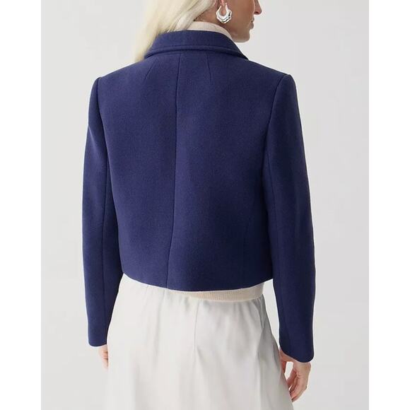 J. CREW Lady Jacket in Italian Stadium Cloth Wool Blend Navy Blue Sz 24 PLUS - Picture 4 of 10